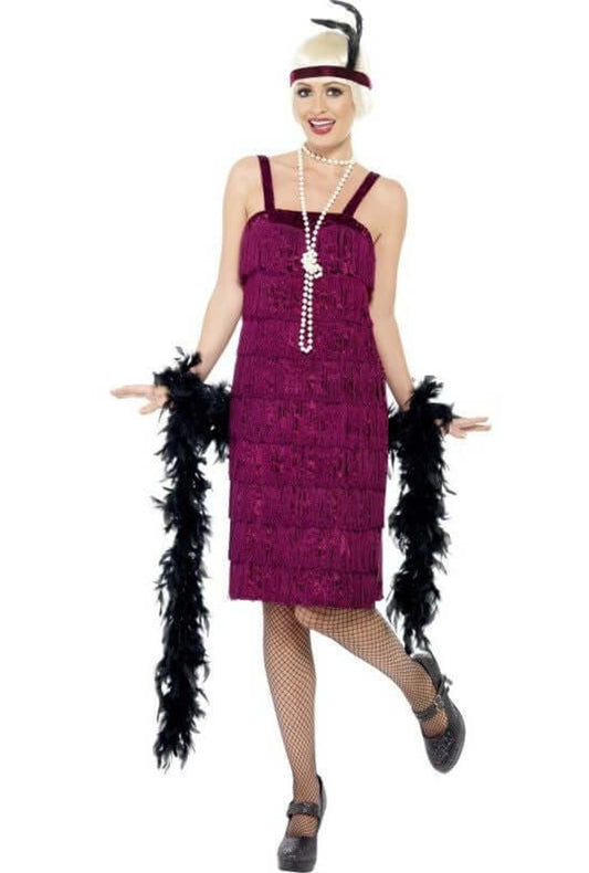 Burgundy 1920's Velvet Flapper Dress