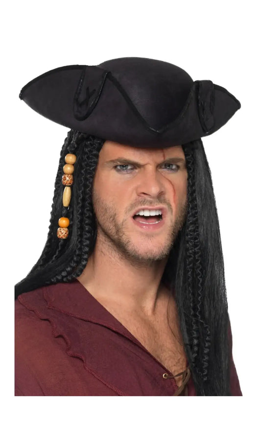 Black Tricorn Pirate Hat