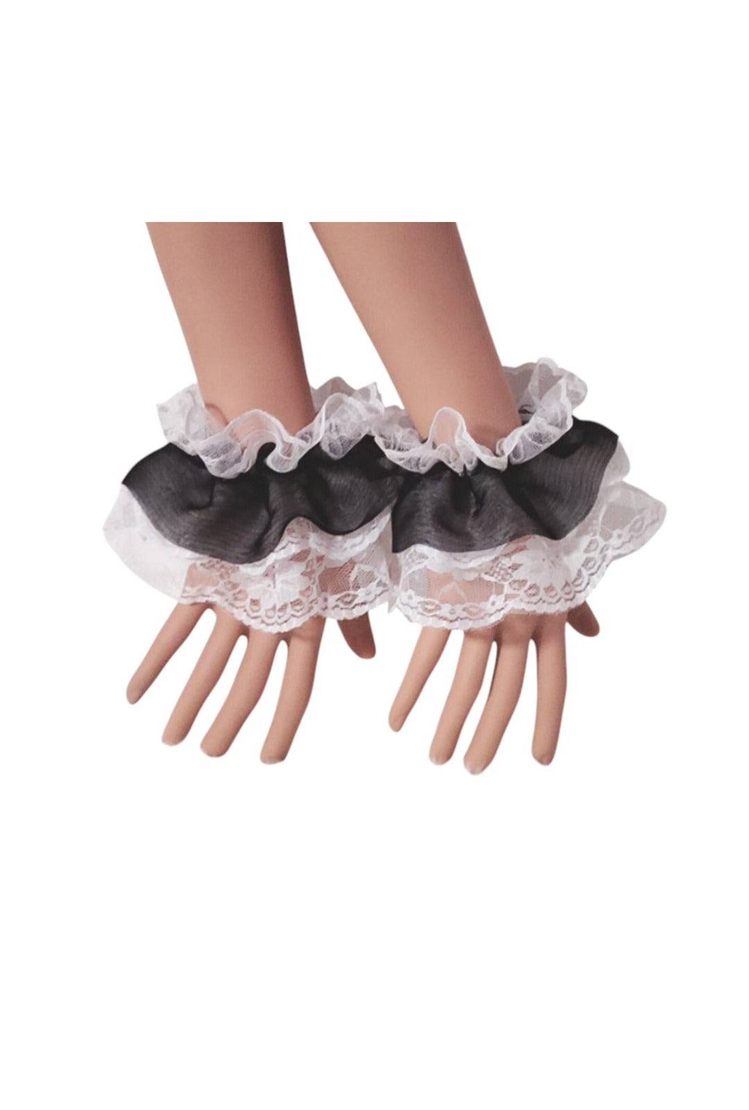Lolita Black and White Lacey Wrist Cuffs
