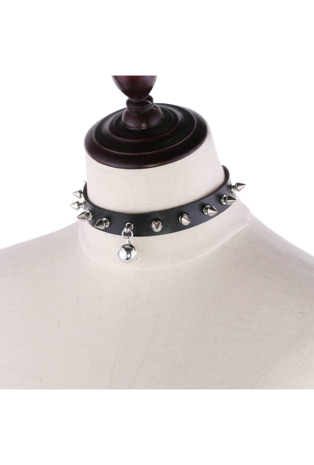 Black Mini-Spiked Choker with Bell