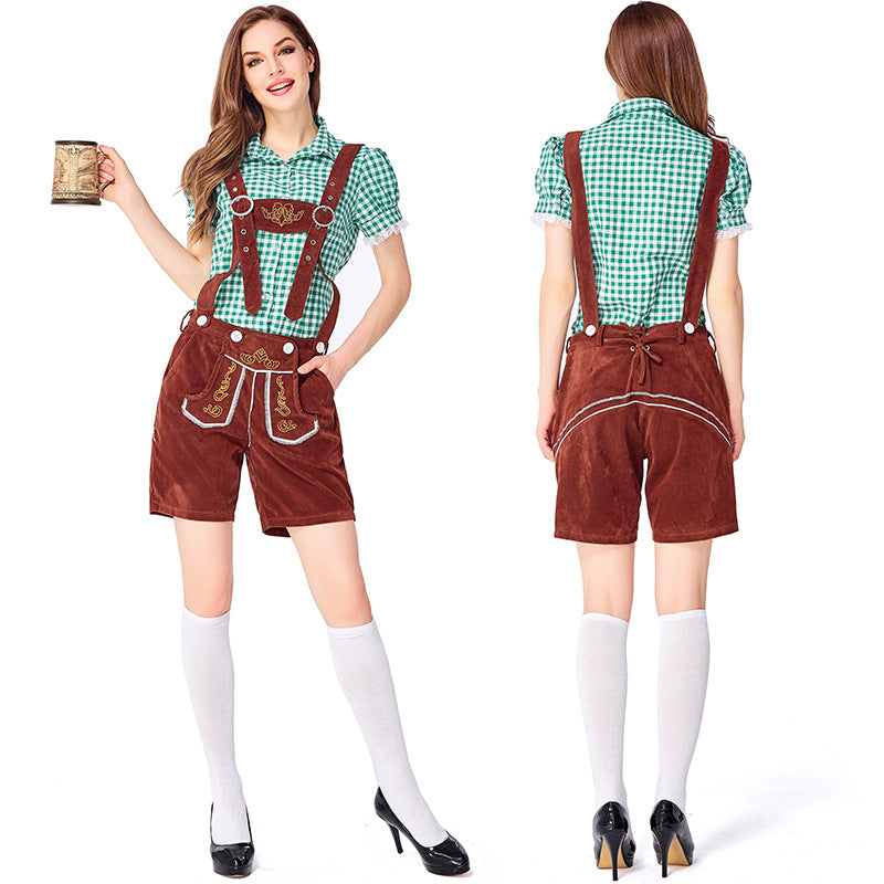 Ladies Brown Lederhosen with Green Shirt OCW27