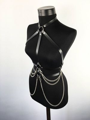 Black Strap and Chain Body Harness