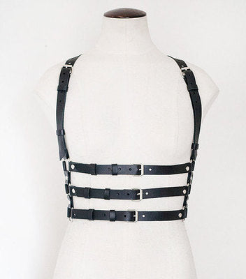 Black PU Underbust Buckle Harness