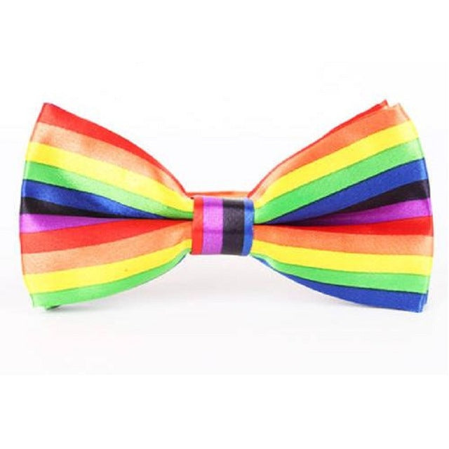Rainbow Satin Pre-Tied Bow Tie