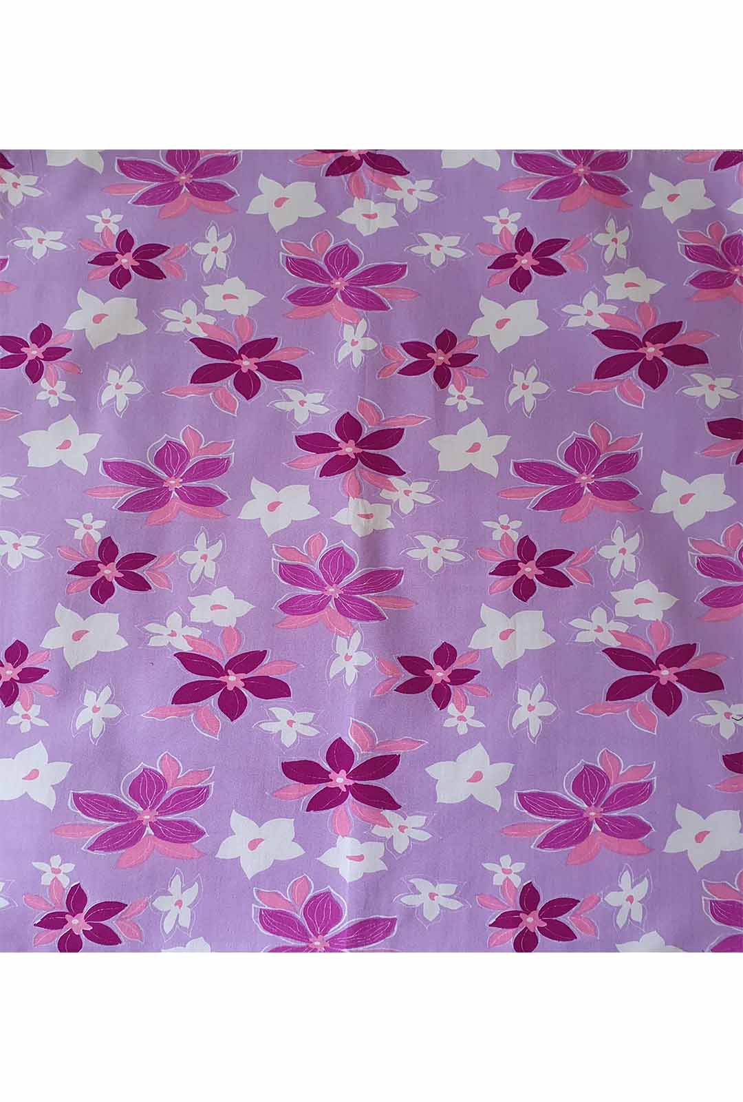 light purple bandana with repeating pattern of purple and white flowers