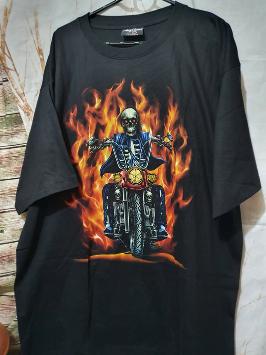 Short Sleeved Skeleton Fire Ride Shirt