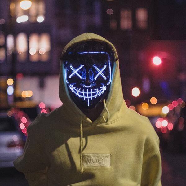 Blue The Purge Cross Eye Light Up Mask