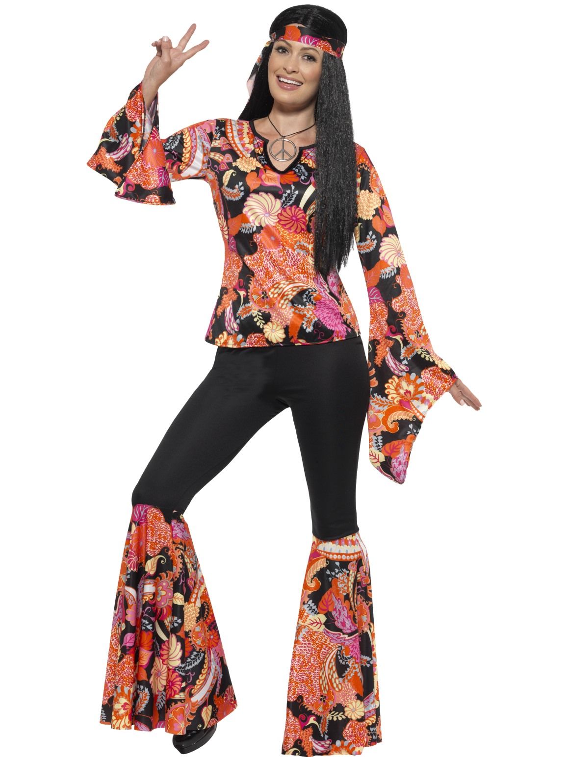 Orange Floral Hippie Costume Set