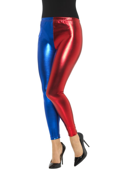 Harley Quinn Metallic Red and Blue Leggings