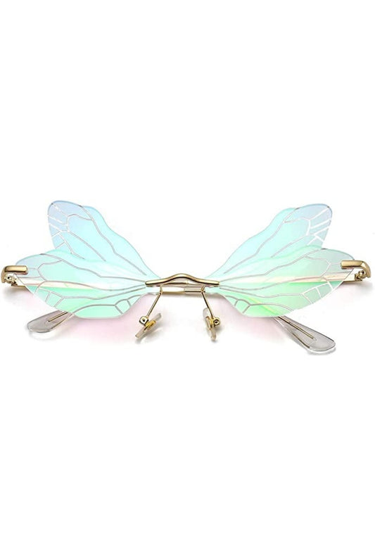 Aqua Reflective Fashion Wings Glasses