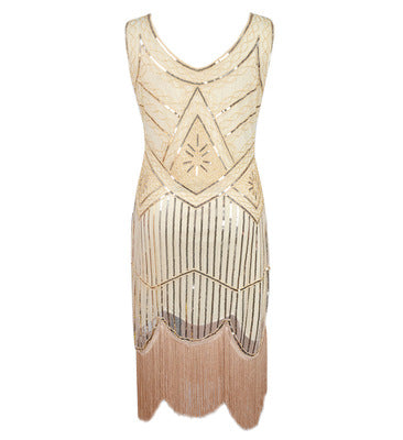 Cream and Gold Sequined 1920's Gatsby Dress Perth