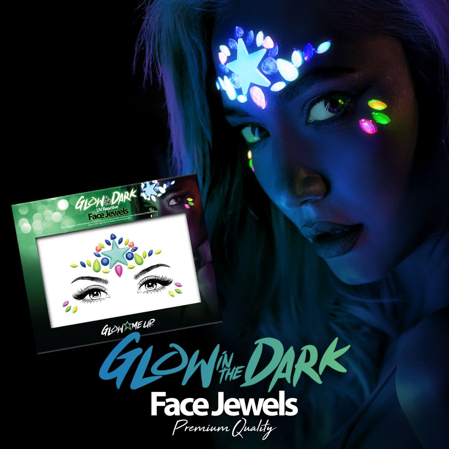 Glow in the Dark Face Gems Star Style