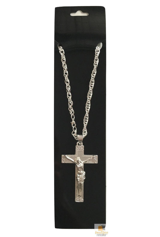 Gangster Crucifix Silver Cross Necklace