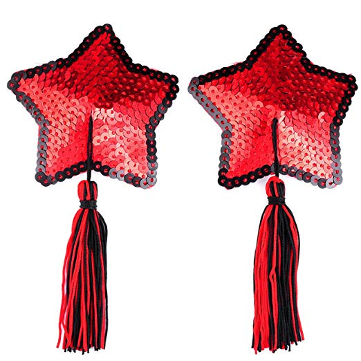 Red Sequin Star Nipple Tassels