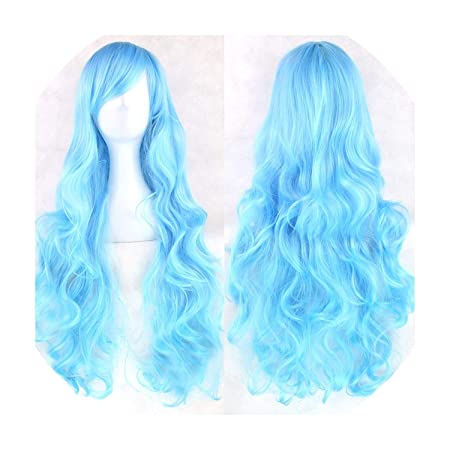 Light Blue Long Curly Cosplay Wig
