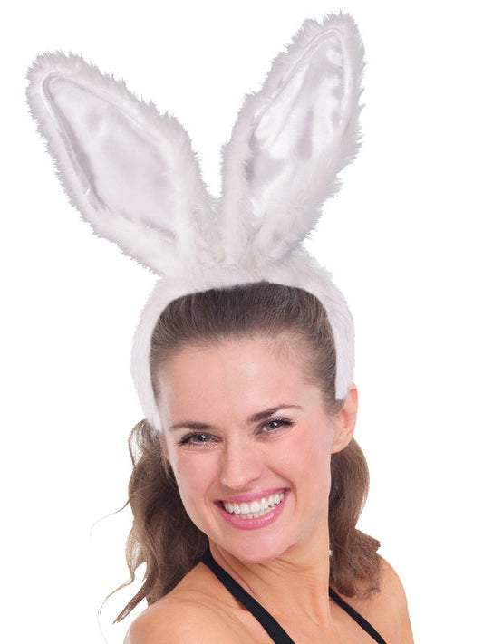 Fluffy White Deluxe Bunny Ears