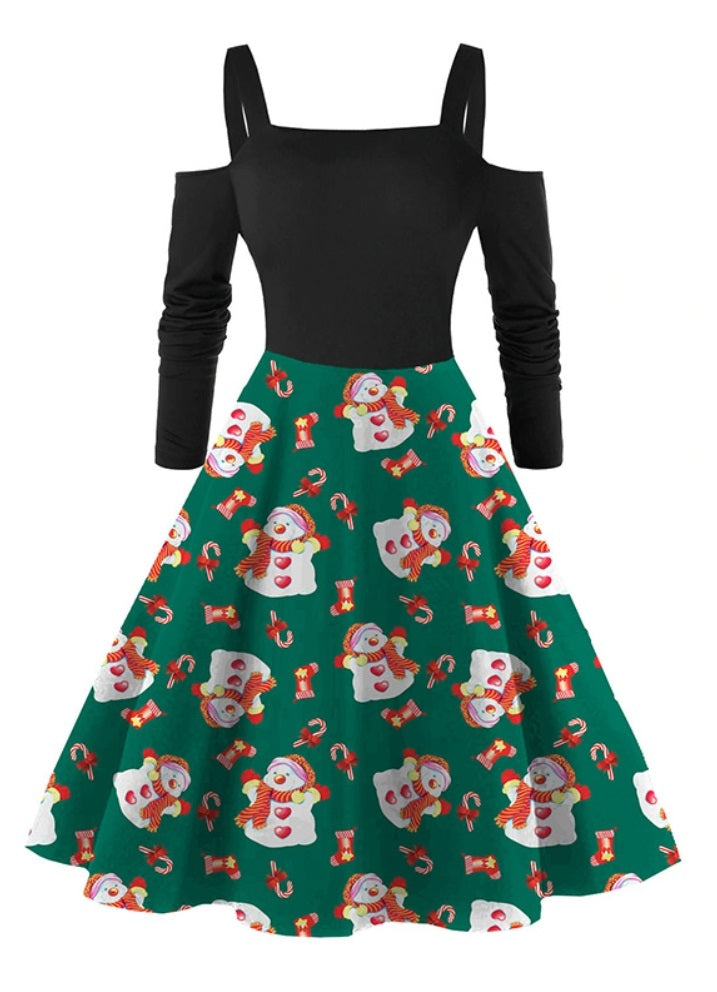 Cold shoulder hot sale christmas dress