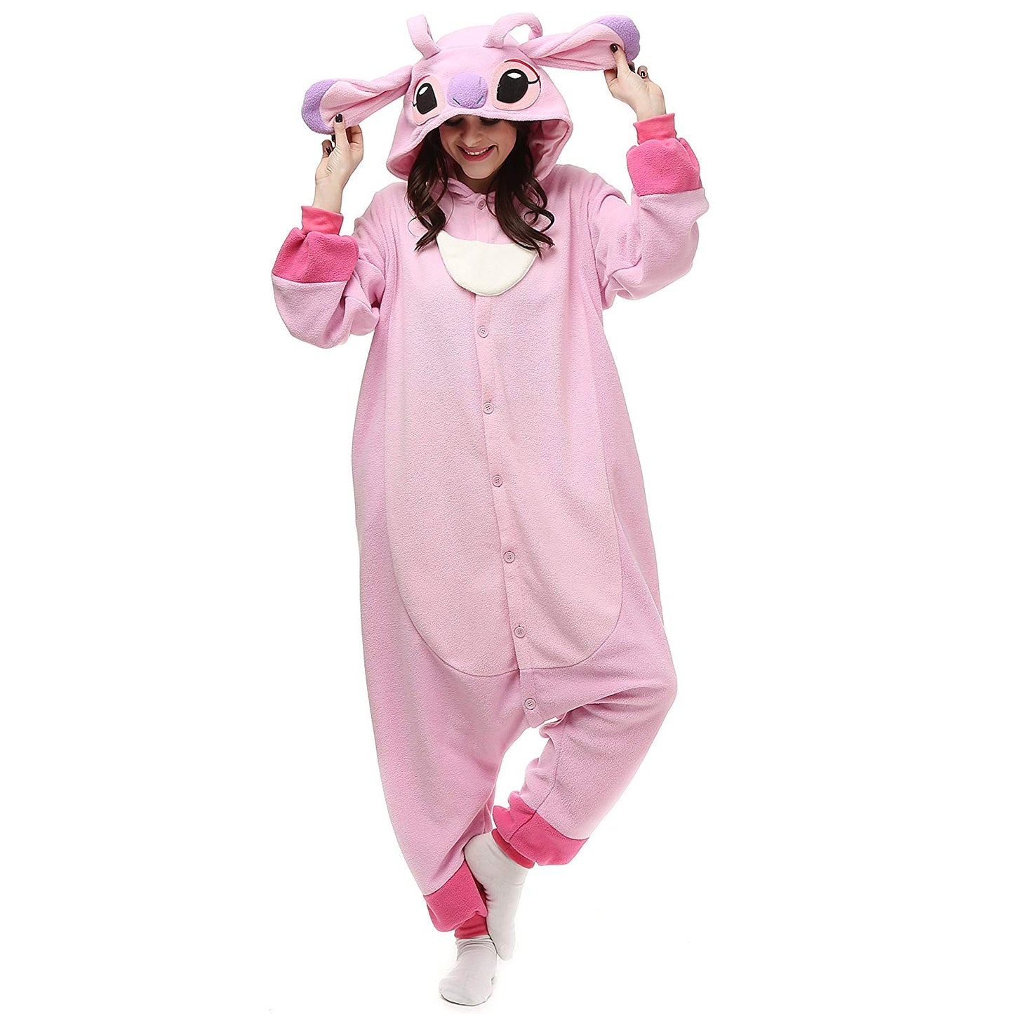 deluxe pink angel stitch onesie snug fleece pyjamas