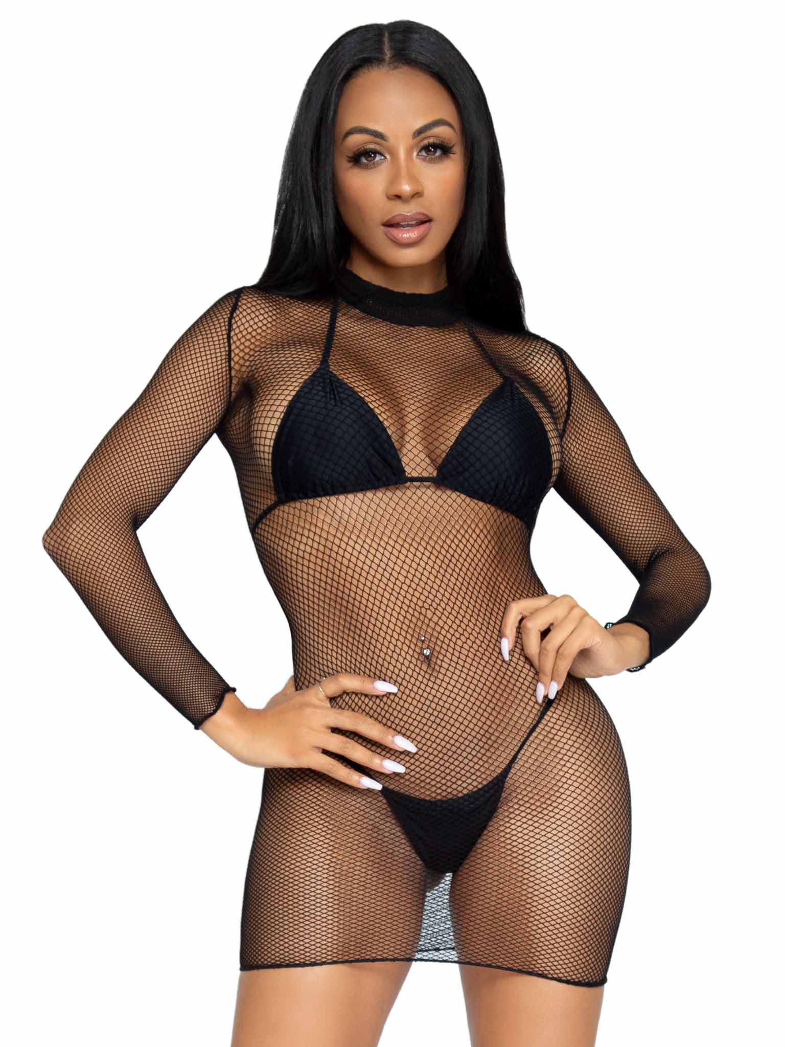 Black Long Sleeved Fishnet Dress Hurly-Burly Black Long Sleeved Fishnet Dress Hurly-Burly