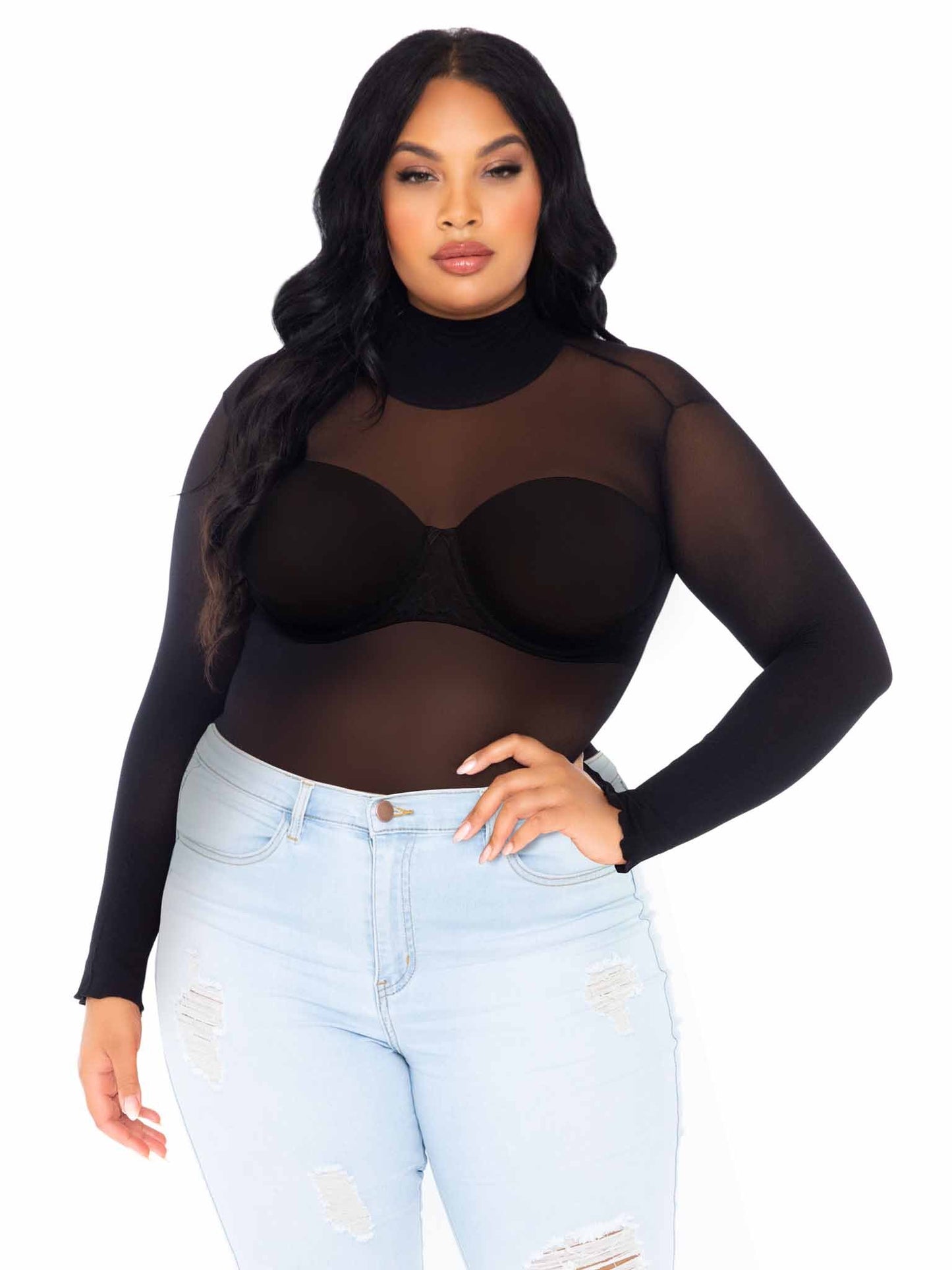 Plus Long Sleeved Snap Crotch Bodysuit