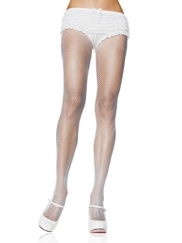 Adult Fishnet Stocking Tights, White, One Size, Wearable Costume