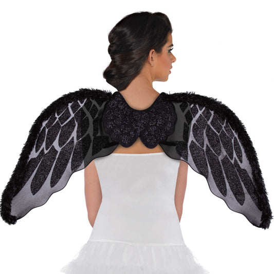 Large Black Glittery Marabou Wings