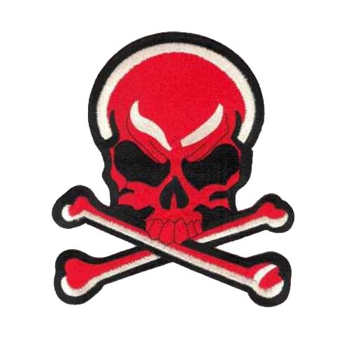 Red Skull & Crossbones Large Iron on Patch