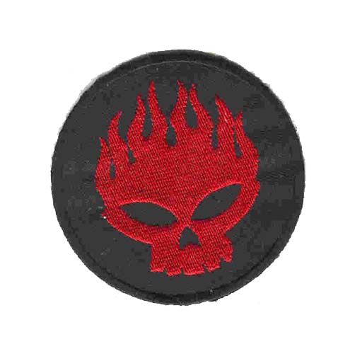 Red Flaming Skull Iron on Patch