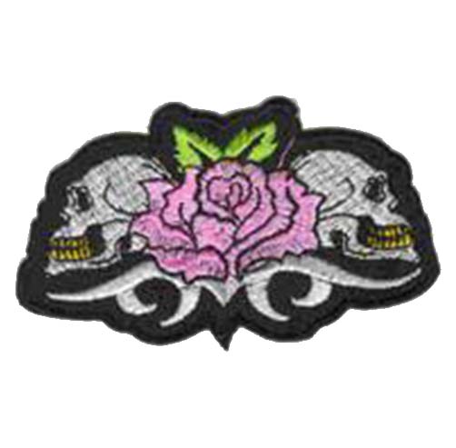Pink Rose & Skulls Iron on Patch