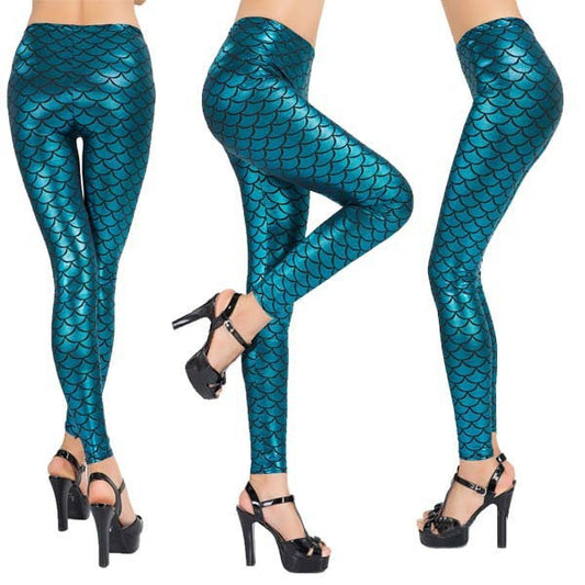 Aqua Mermaid Scale Leggings