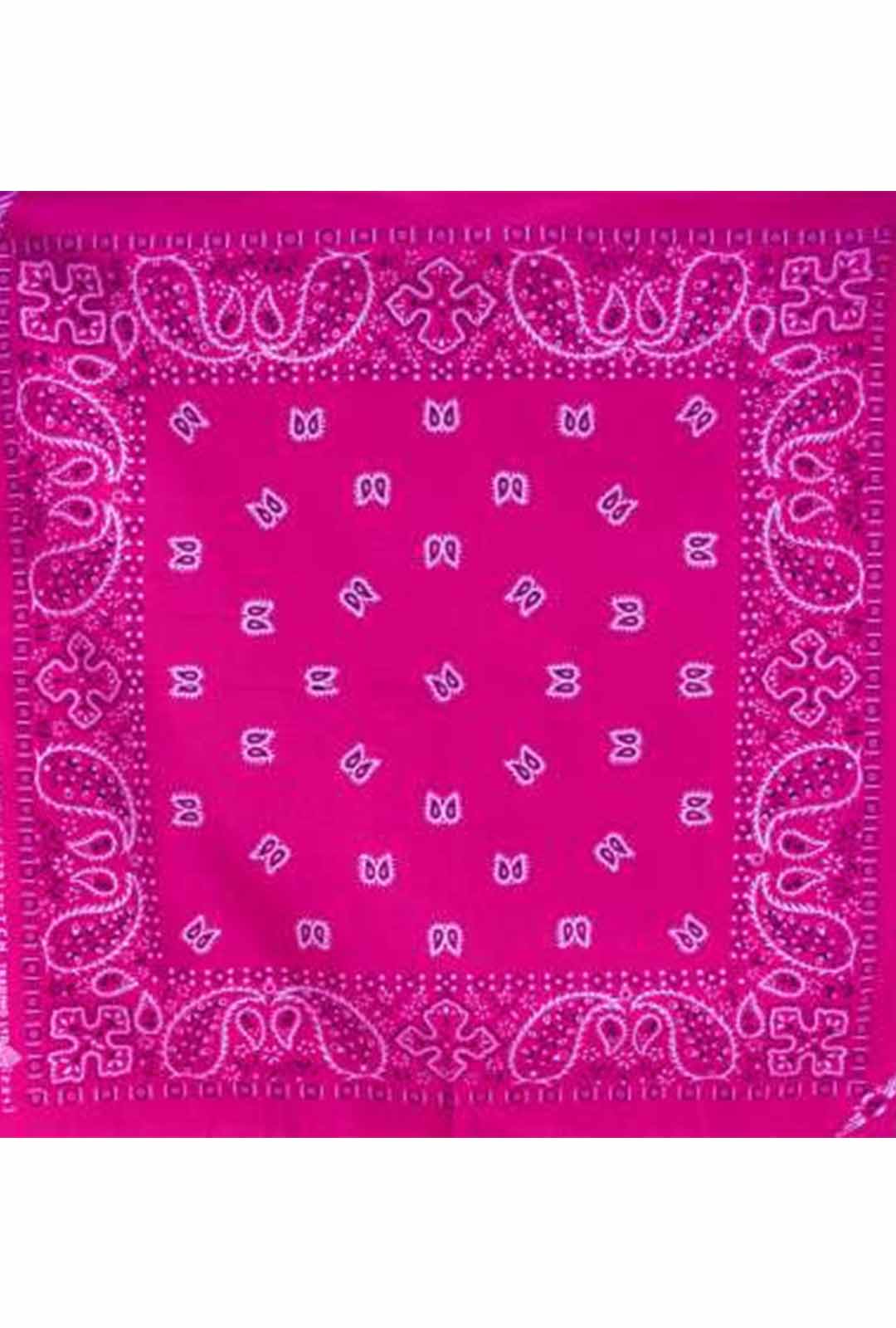 dark pink bandana with whiteand black paisley print