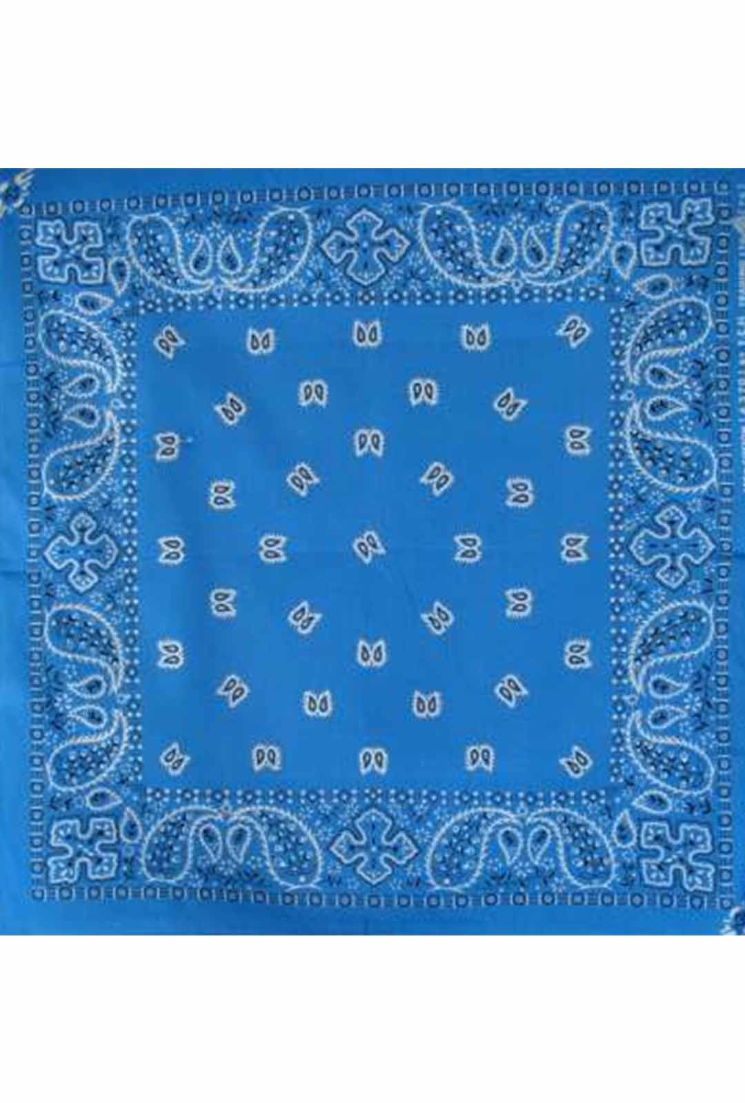 ocean blue bandana with black and white paisley print