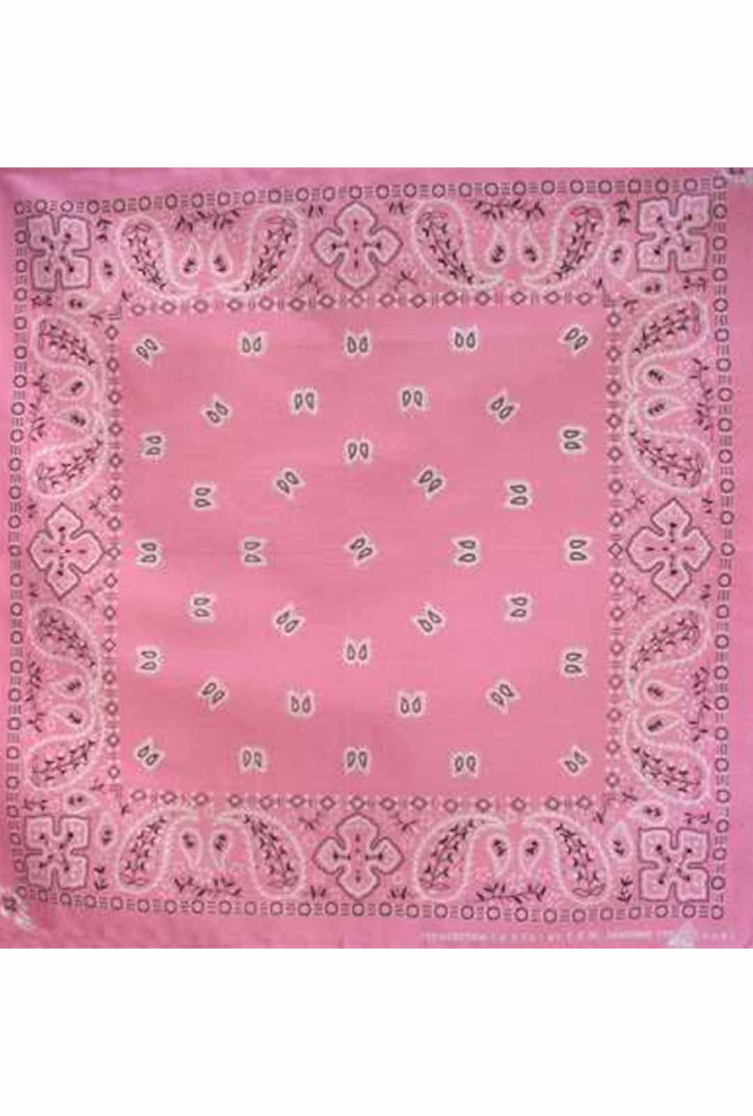 light pink bandana with white and black paisley