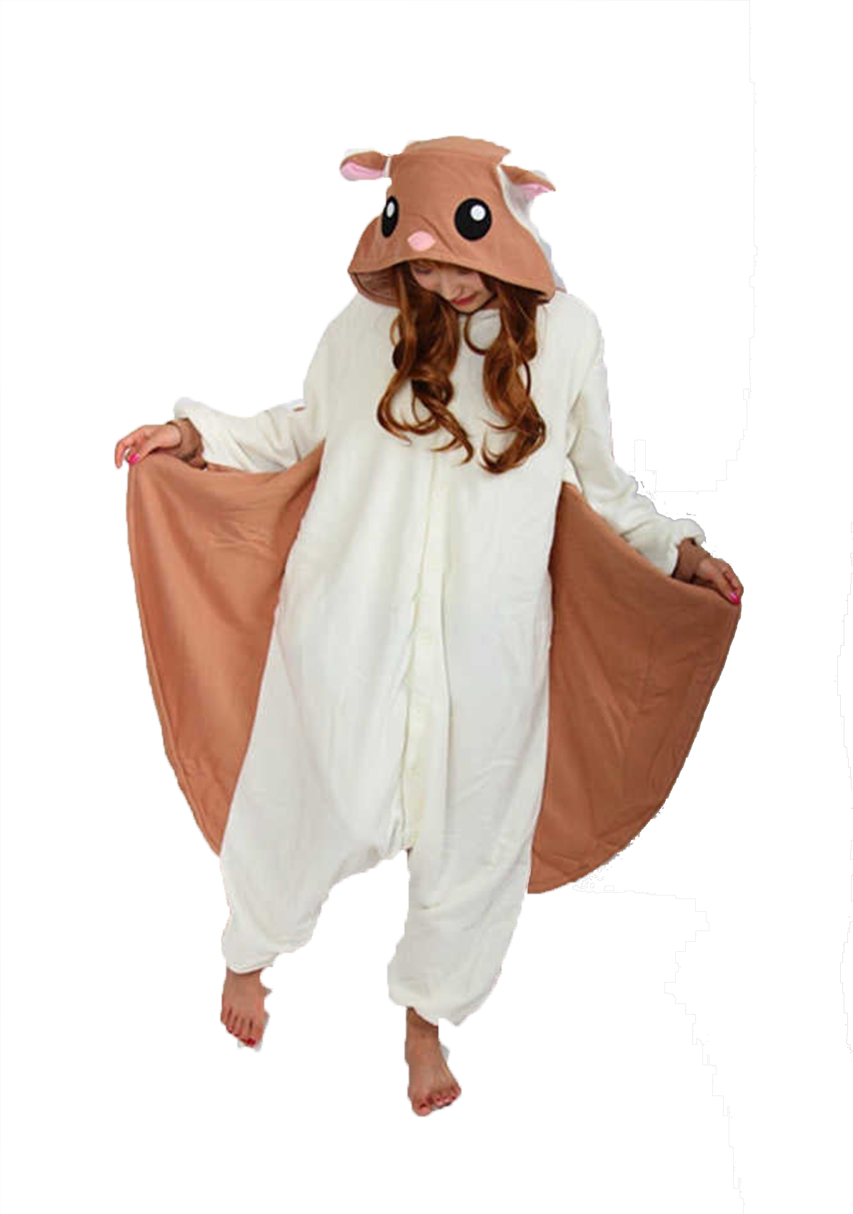 sugar glider possum flying squirrel brown and cream onesie adult snug fleece party sleepwear