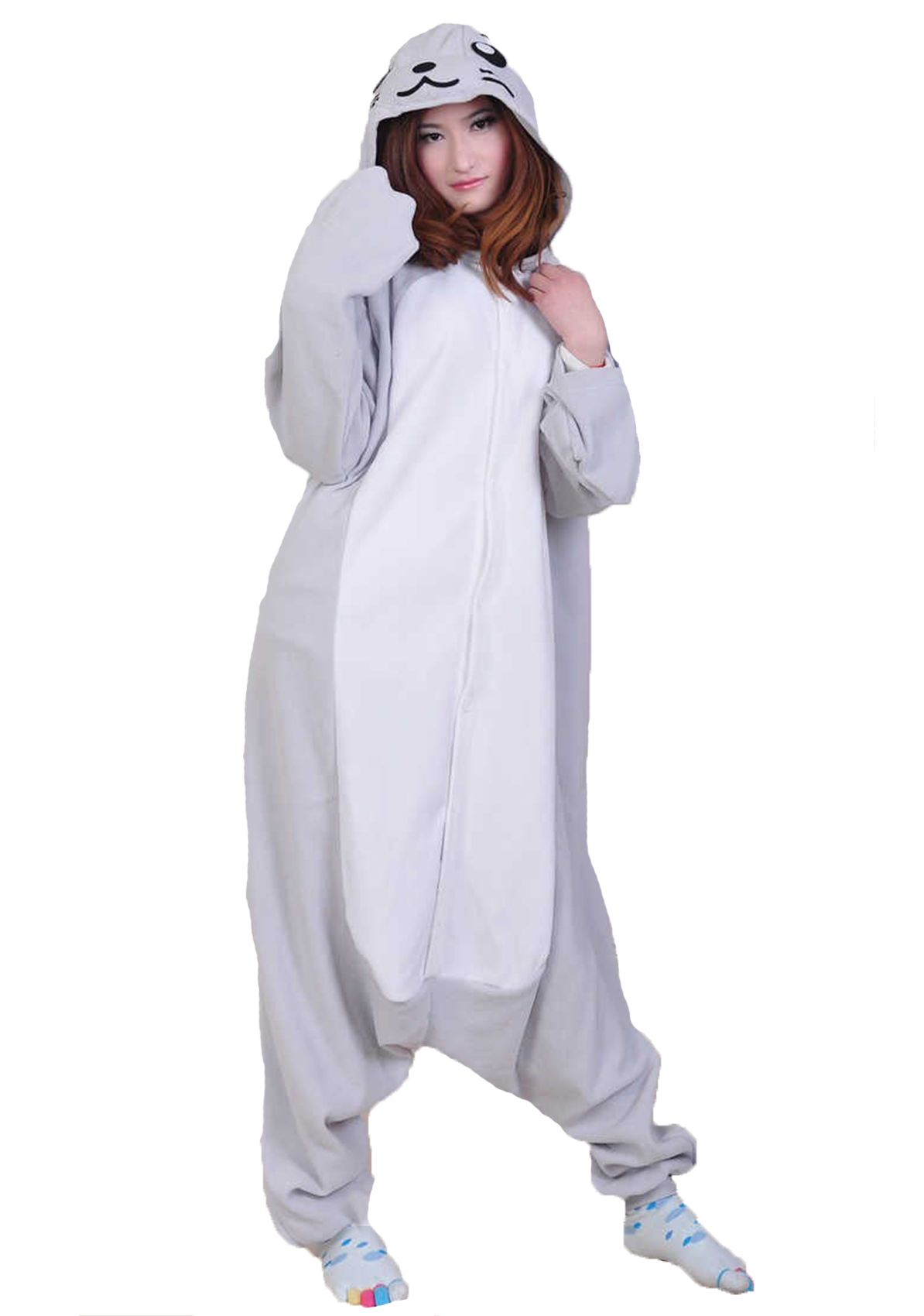 deluxe cute seal onesie grey happy seal fleece snug party sleepwear