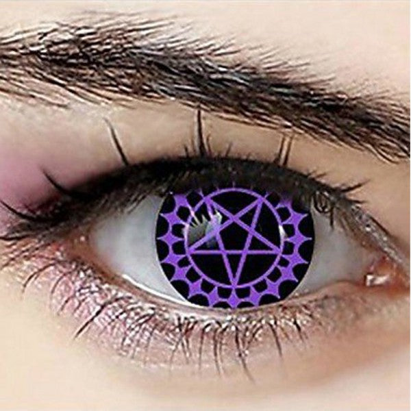 purple and black pentagram contact lens anime cosplay