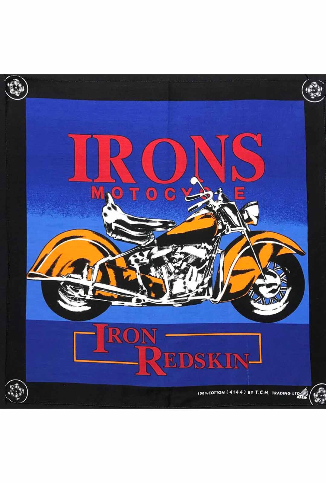 blue bandana with irons motorcyle print