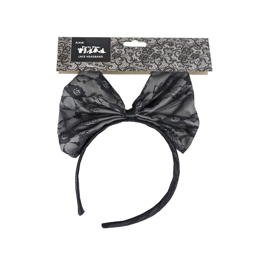 Black Lace Bow Headband