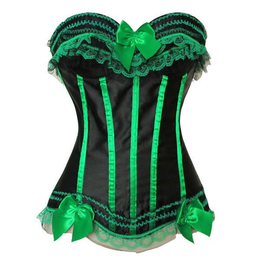 Black and Green Satin corset