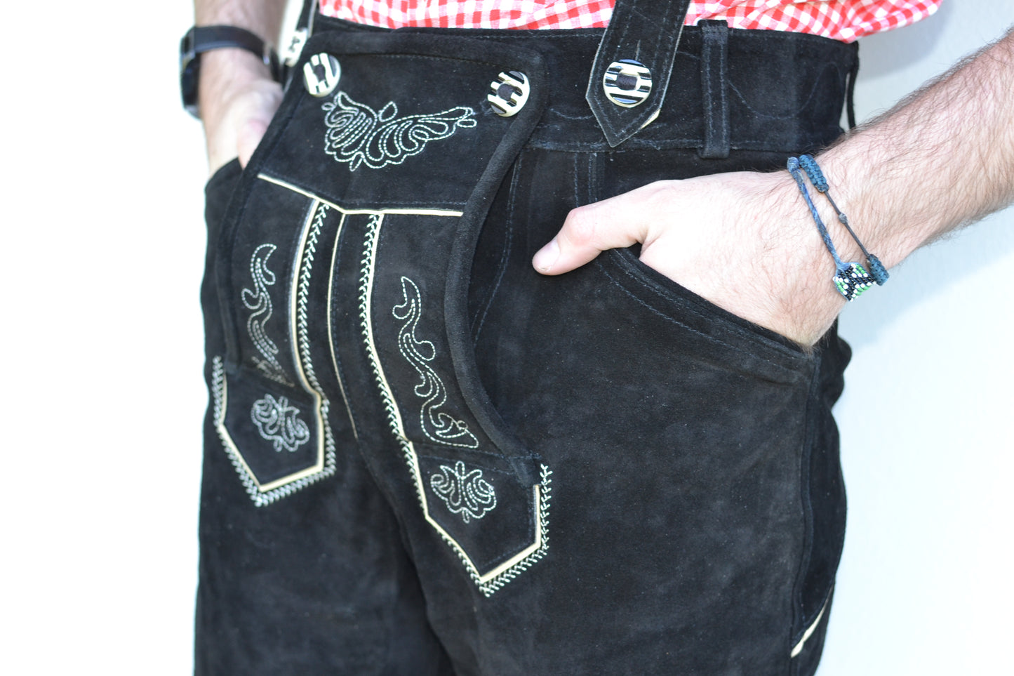 Black Authentic Leather German Lederhosen Shorts