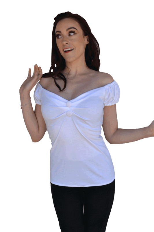 White Pin-Up Button Top