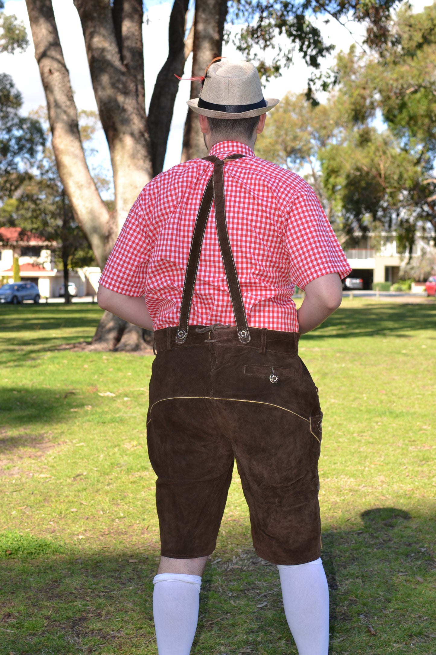 Brown Authentic Leather German Lederhosen Shorts