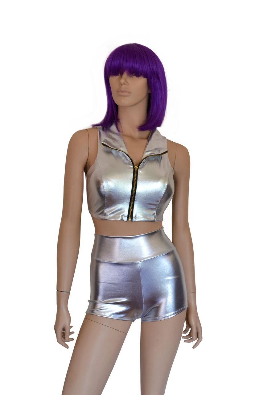 Metallic High Waisted Silver Booty Shorts