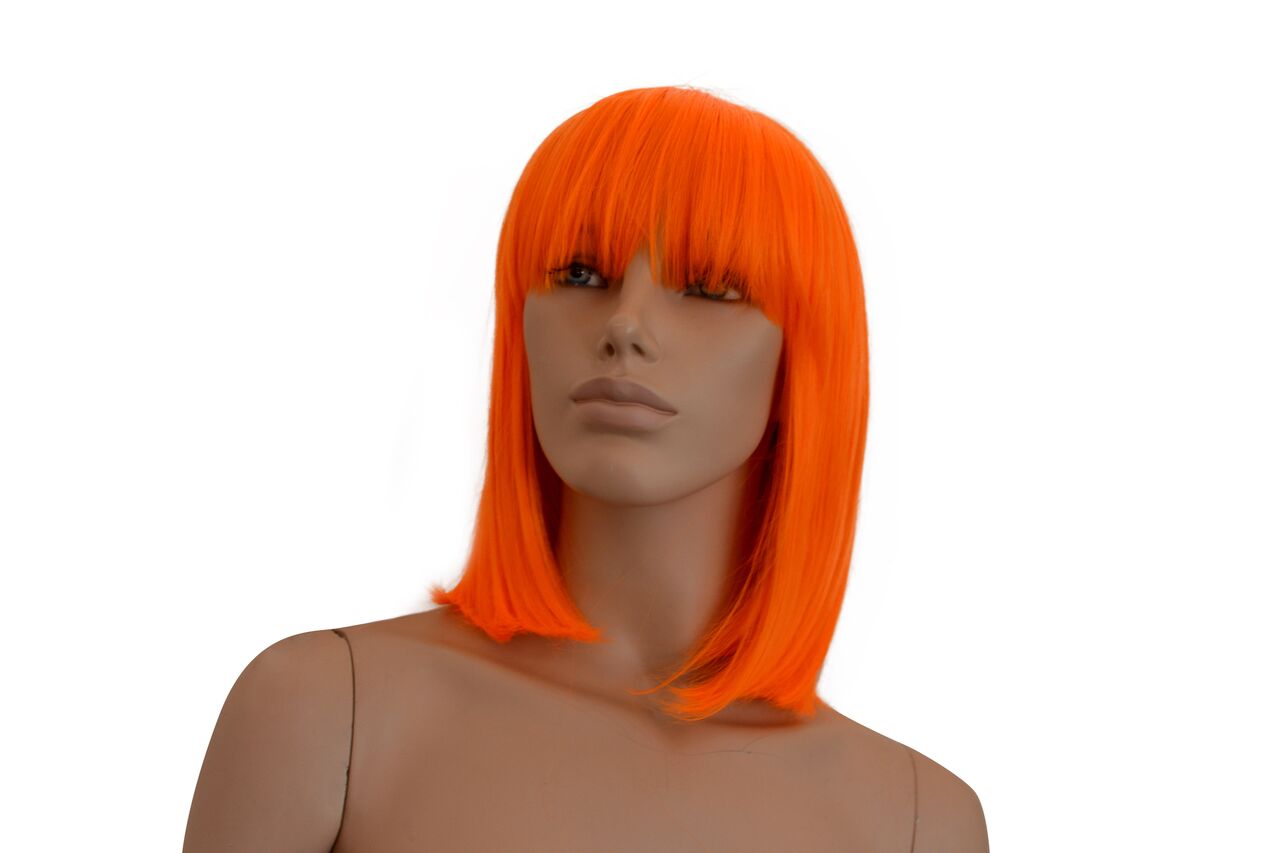 Deluxe Fluro Orange Bob Wig