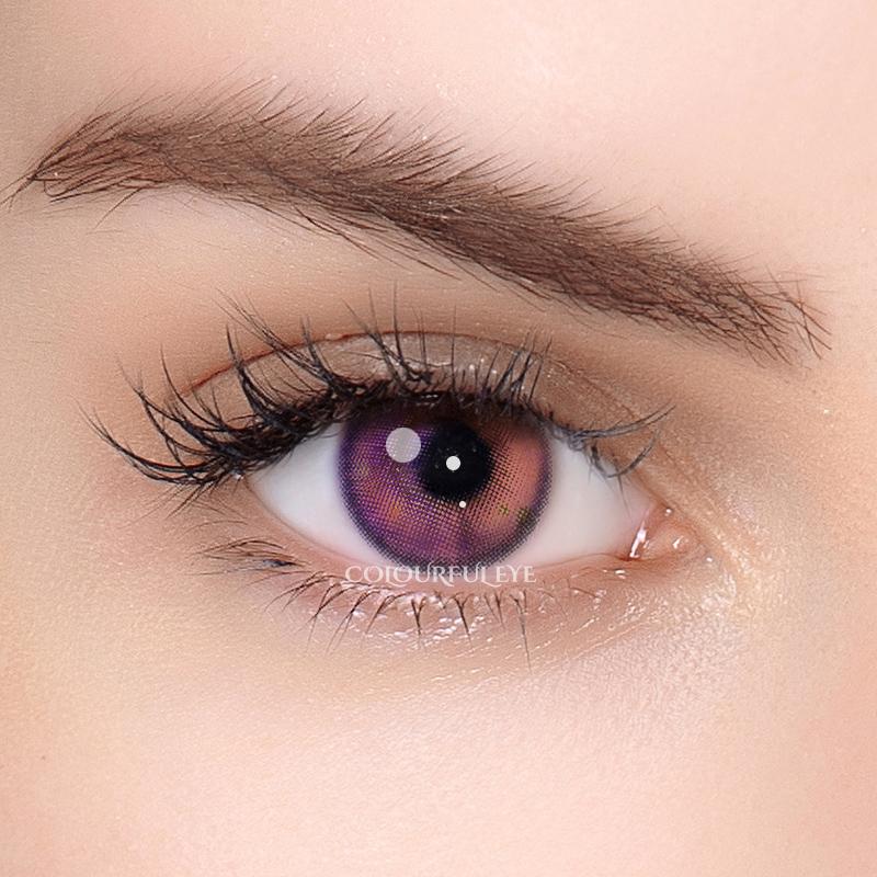 purple and pink Party Lens Contact Lenses – Non-prescription, 12-month wear coloured contacts for cosplay, Halloween, and costumes. 14.20mm diameter, 42% water content, includes free contact case. Available in Perth store and online