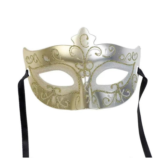 Gold and Silver Glitter Masquerade Mask