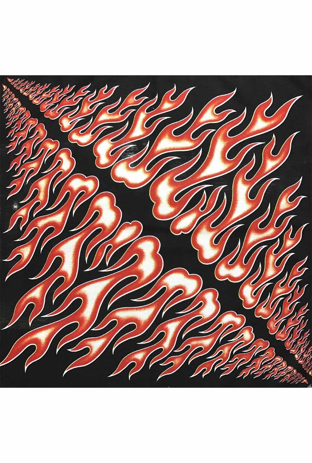 black bandana with red flames