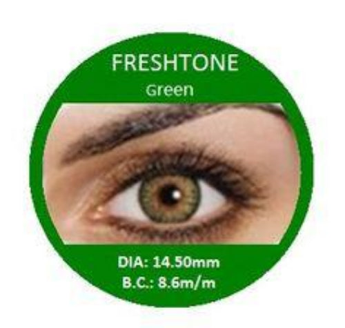 Freshtone Green Colour Contact Lenses – Natural-Looking, Soft & Comfortable, Ideal for Dark Eyes. Easy to Apply, Valid for 3 Months from Opening. Buy 2 Pairs & Get 30% Off – Express Shipping Australia-Wide