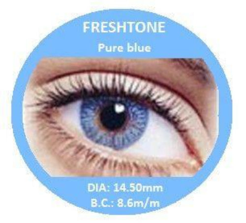 Freshtone Pure Blue Colour Contact Lenses – Natural-Looking, Soft & Comfortable, Ideal for Dark Eyes. Easy to Apply, Valid for 3 Months from Opening. Buy 2 Pairs & Get 30% Off – Express Shipping Australia-Wide