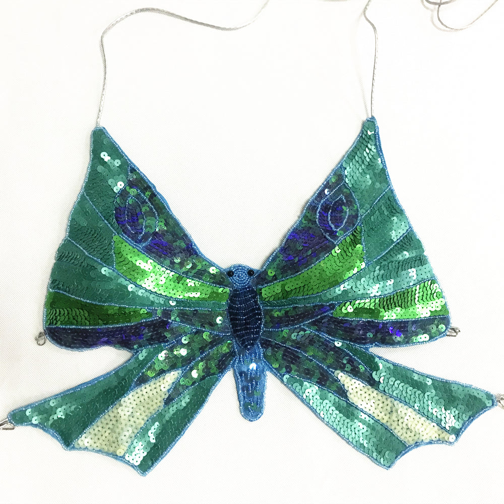 Sequin Green Butterfly Halter Top